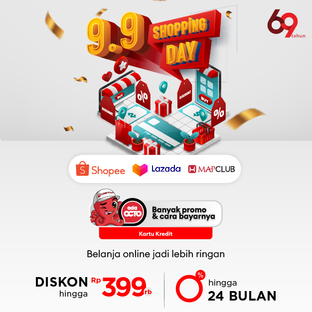 Program 9.9 di Online Marketplace Diskon hingga Rp. 399.000 + Cicilan 0% hingga 24 bulan