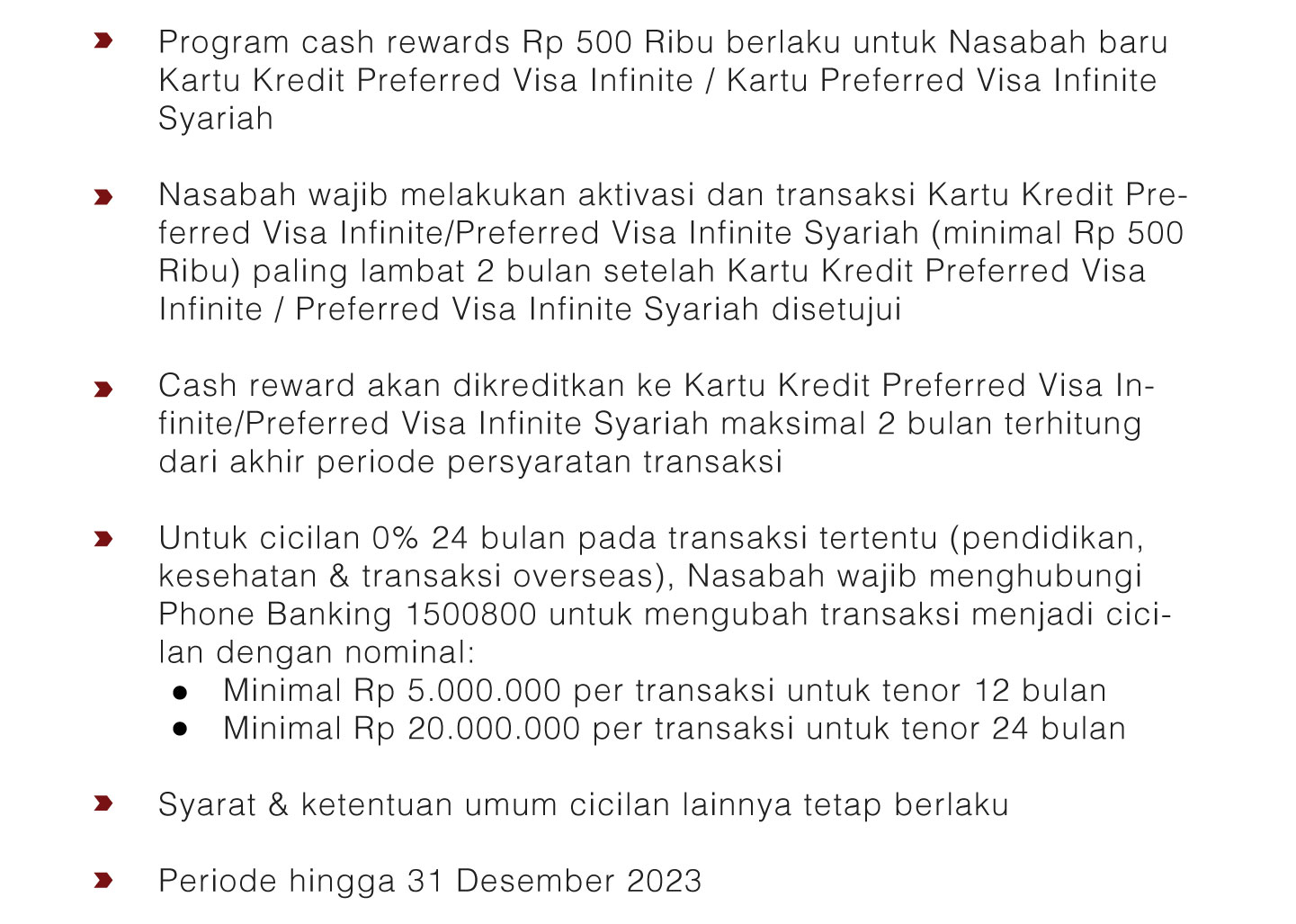 Cashback Rp 500 Ribu, Apply Kartu Kredit Preferred Visa Infinite